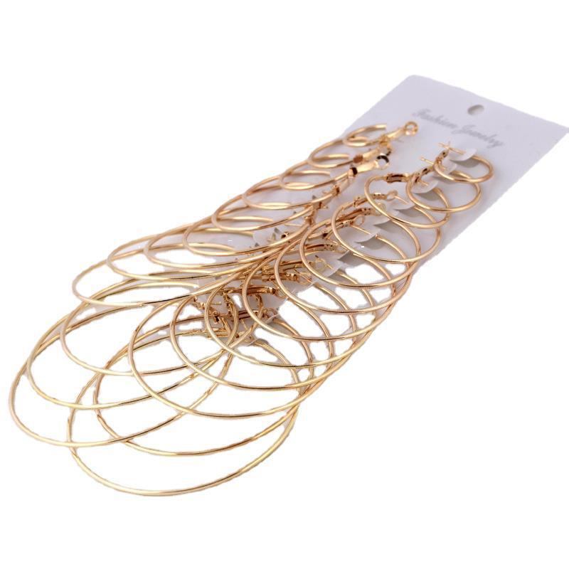 12 pairs of earrings set Personalized hoop earrings combination One card sells 24 pieces of jewelry