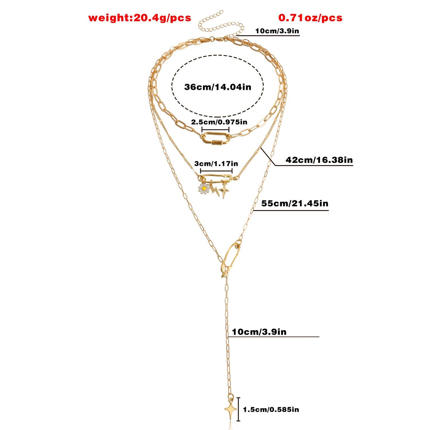 Jewelry Daisy Lightning Geometric Multilayer Necklace Sweater Chain Fashion Versatile Niche Design Necklace