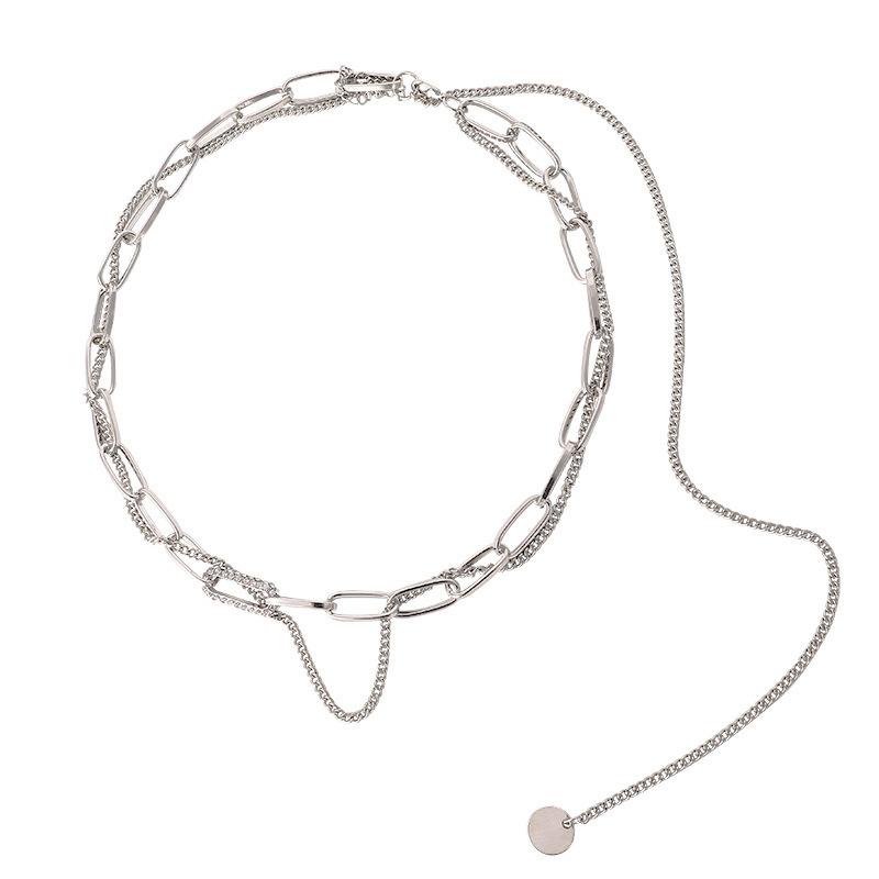 Metal chain necklace female design feeling ins cold collarbone chain net red rhinestone chain necklace trendy girl