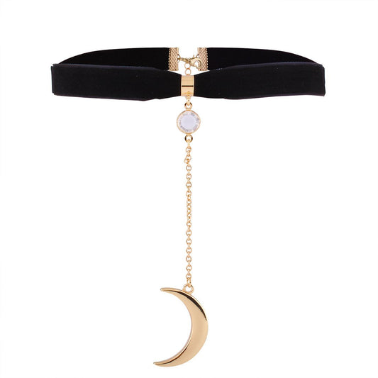 N535 Street Shot Fashion Diamond Exaggerated Necklace Choker Personality Sun Moon Necklace Necklace