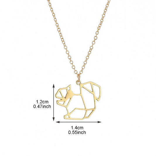 Necklace Cute Hollow Squirrel Necklace Female Geometric Stitching Personality Animal Pendant Clavicle Chain