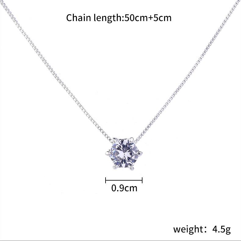 Jewelry fashion simple single zircon necklace sweet micro-inlaid pendant