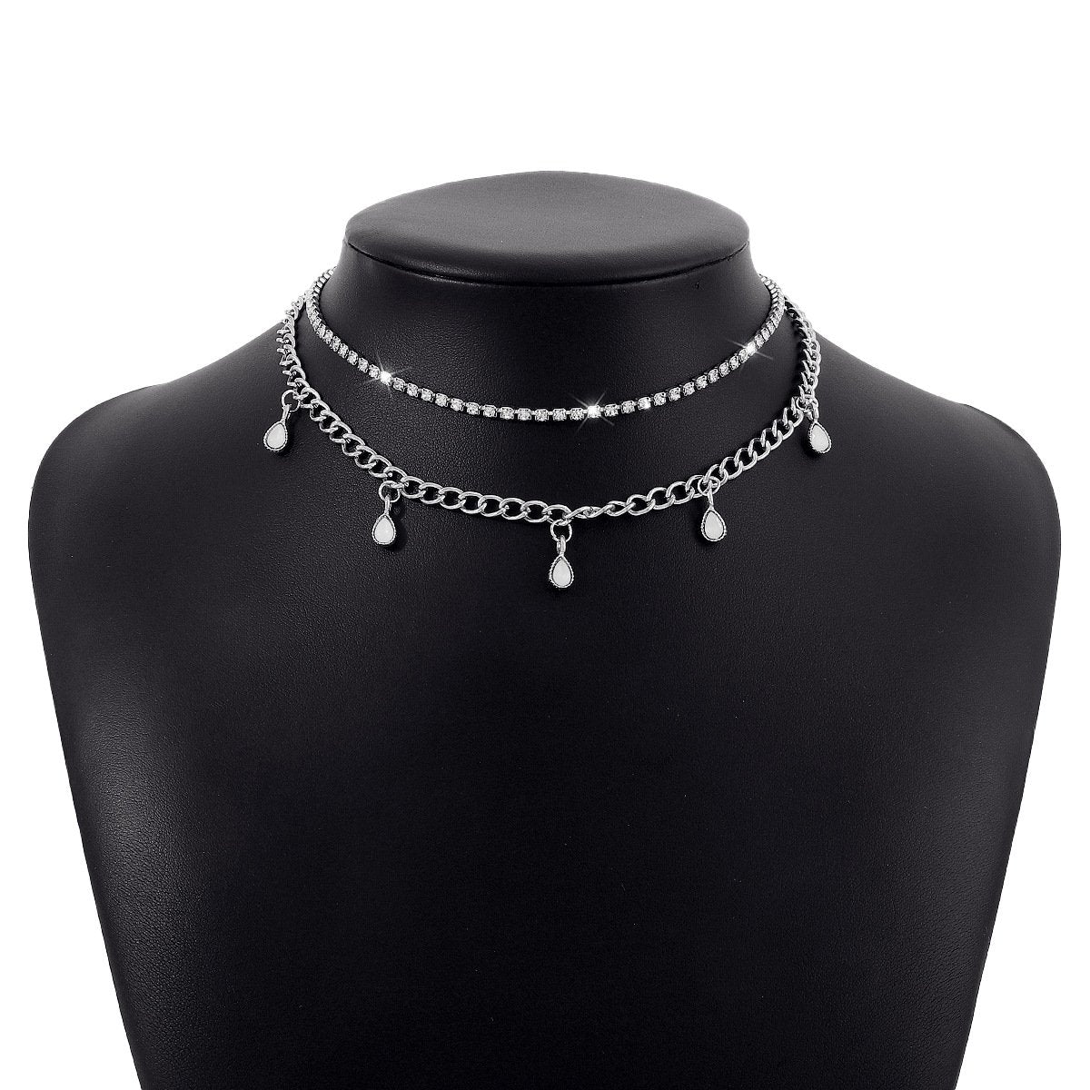 N1632 Simple and creative multi-layer necklace claw chain water drop tassel necklace sweet cool niche necklace