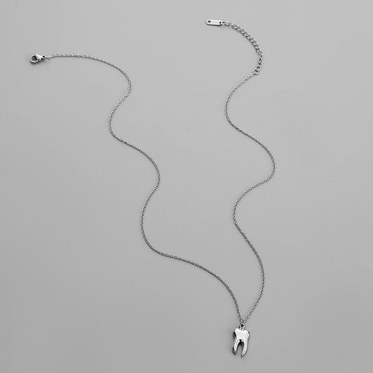 Fashion Personality Simple Niche Design Men's Stainless Steel Teeth Pendant Titanium Steel Necklace Necklace