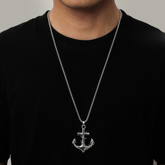 Hip Hop Fashion Personality Punk Stainless Steel Anchor Necklace Titanium Steel Trend Simple Temperament Men's Necklace