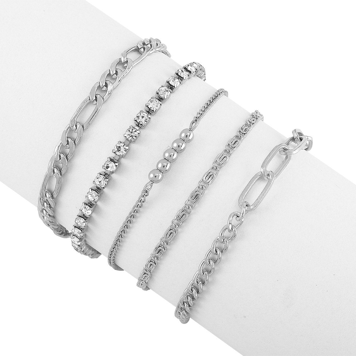 B1775 Fashion Accessories Temperament Simple Metal Hand Decoration Niche Rhinestone Micro-Inlaid Stitching Bracelet