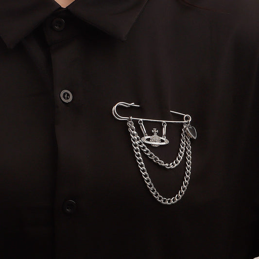 Jewelry Punk Geometric Exaggerated Brooch Love Universe Planet Tassel Pendant Brooch Accessories Female