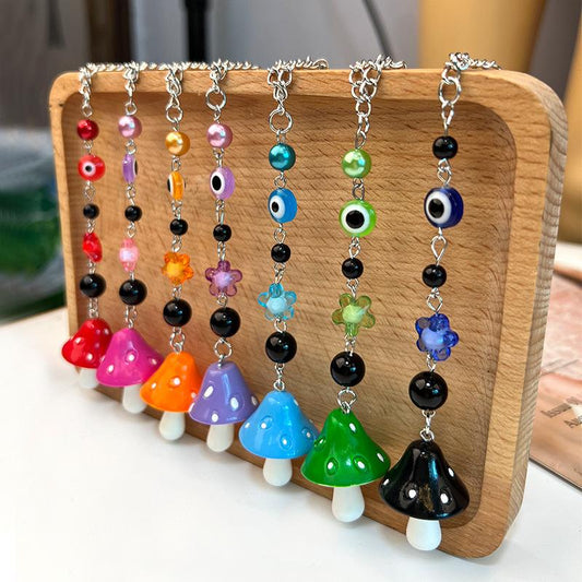 Creative Devil's Eye Keychain Colorful Mushroom Bag Pendant Multi-purpose Jewelry Accessories