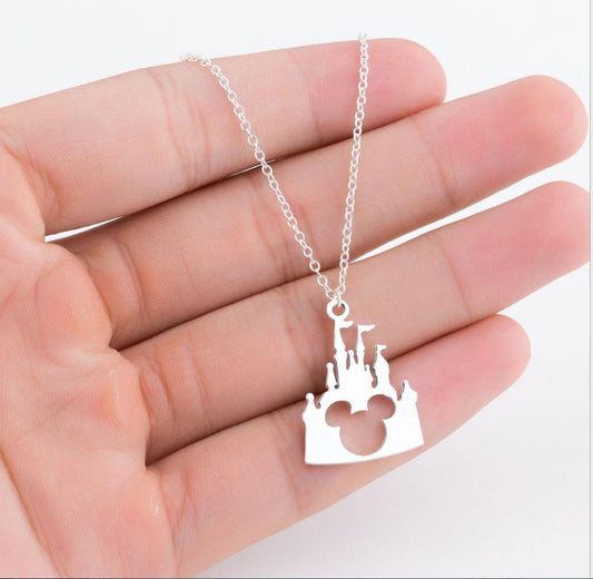 Cartoon Animation Paradise Castle Mickey Head Necklace Hollow Mickey Castle Necklace Pendant Mickey Mouse Novelty