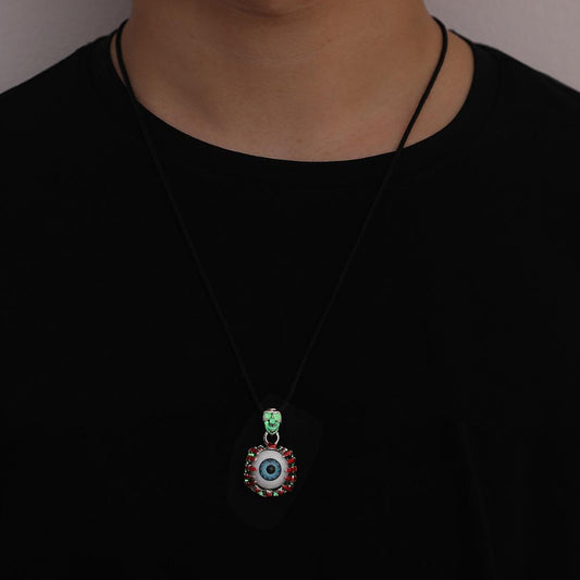 Trendy Personality Men's Creative Design Devil Eye Skull Luminous Necklace