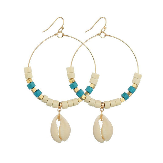 Accessories Boho Earrings Turquoise Earrings Vintage Shell Earrings Hoop Earrings Women