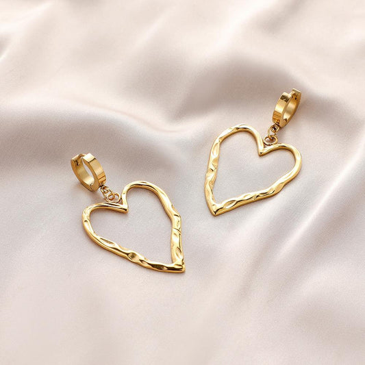 Fashion personality titanium steel irregular heart earring earrings stainless steel simple ins earrings for women