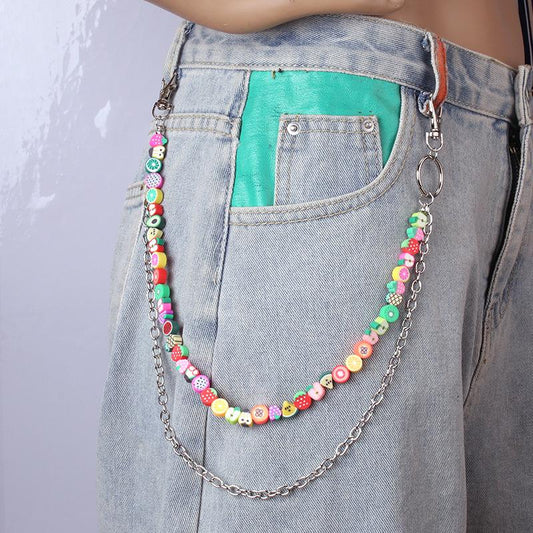 Jewelry Sexy Tassel Fruit Peach Heart Soft Pottery Pants Chain Double Chain Imitation Pearl Body Chain