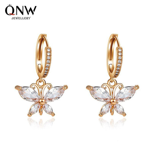 Crystal Butterfly Earrings Super Flash Zircon Butterfly Earrings Femininity Versatile Earrings Earrings