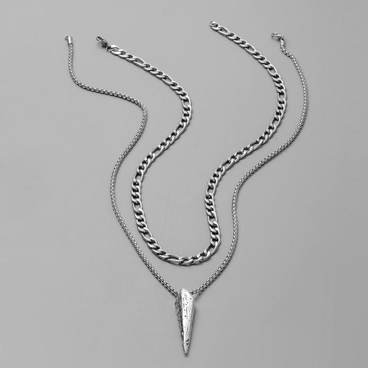 Titanium steel necklace niche design high-end high-trend men's stainless steel collarbone chain stacked neck chain sweater chain chain