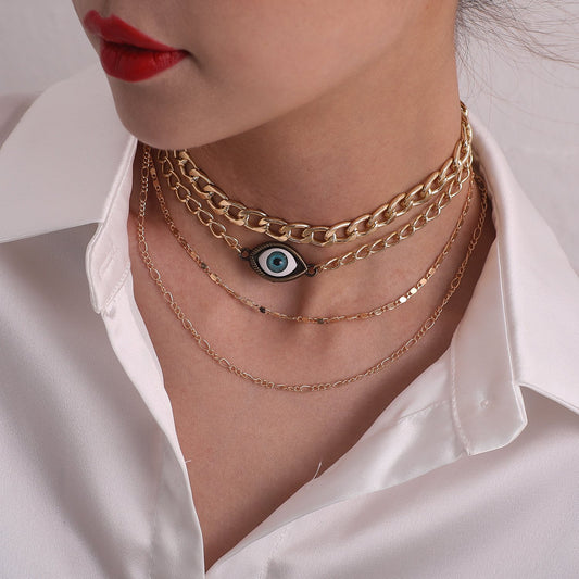 Jewelry exaggerated alloy devil's eye pendant necklace female handmade fashion weight eye necklace