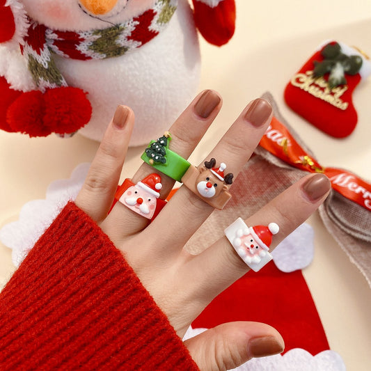 Christmas series cute ring personality joint ring ring fashion resin interesting jewelry for women