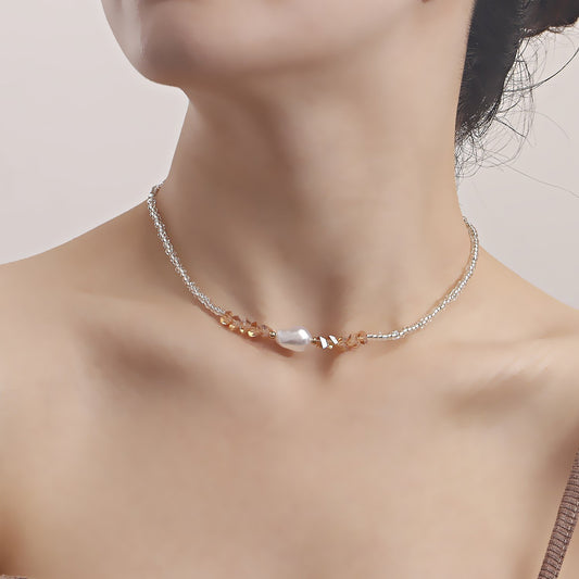 Jewelry Bohemian Small Rice Bead Crystal Imitation Pearl Necklace Necklace Women's Necklace Doesn't Fade