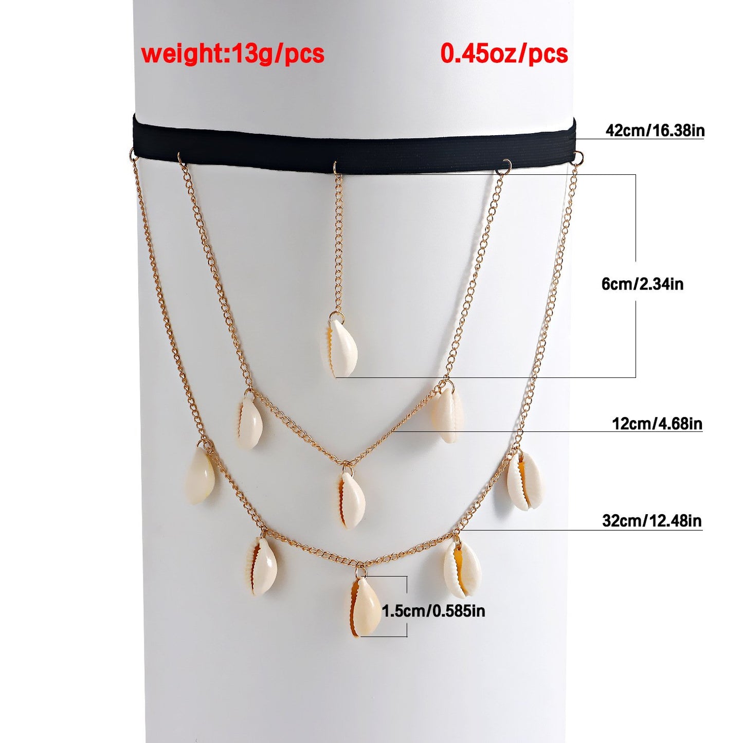 Explosive multi-layer tassel shell pendant thigh chain female legchain elastic body chain jewelry