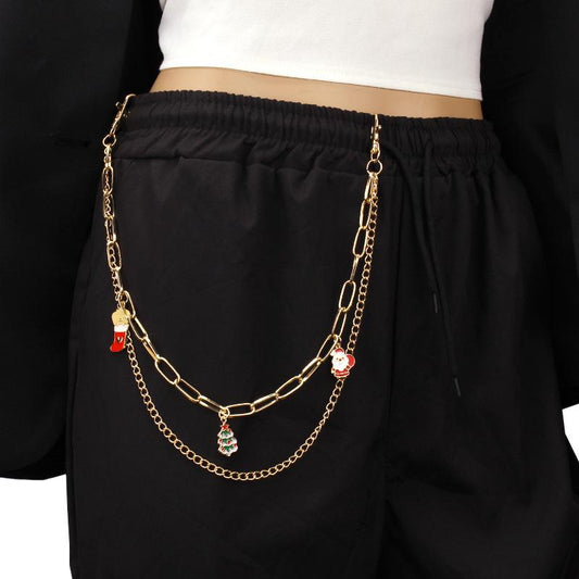 Creative Jewelry Santa Claus Fawn Pendant Waist Chain Trend Versatile Body Chain Pants Chain