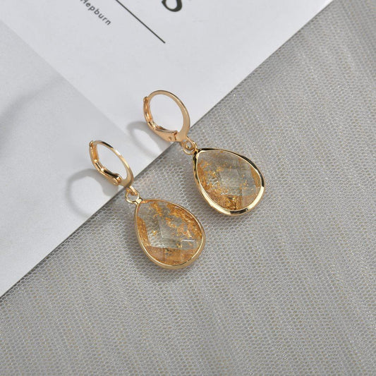 Retro Bound Resin Earrings Fashion Water Drop Round Buckle Earrings Ladies Accessories