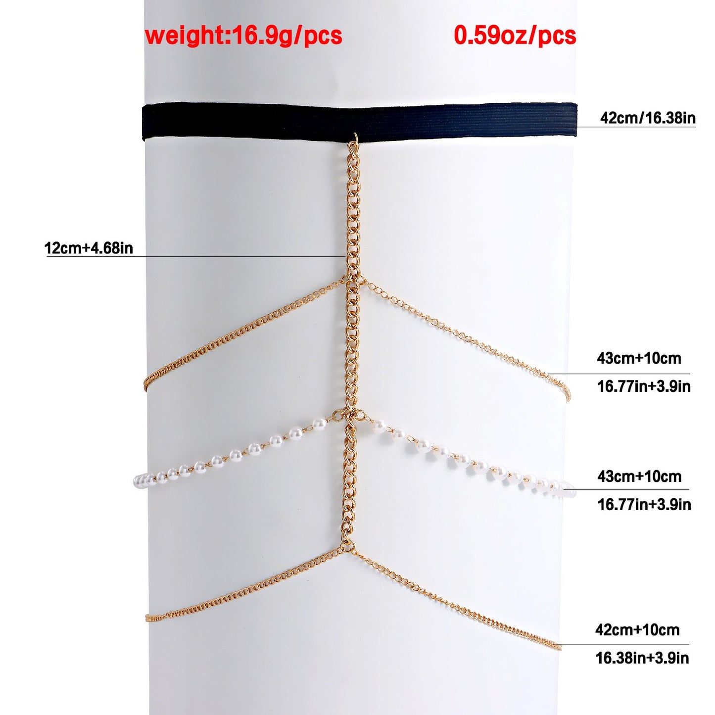 Jewelry Casual Beach Geometric Metal Fashion Leg Ring Sexy Elastic Rope Imitation Pearl Leg Chain