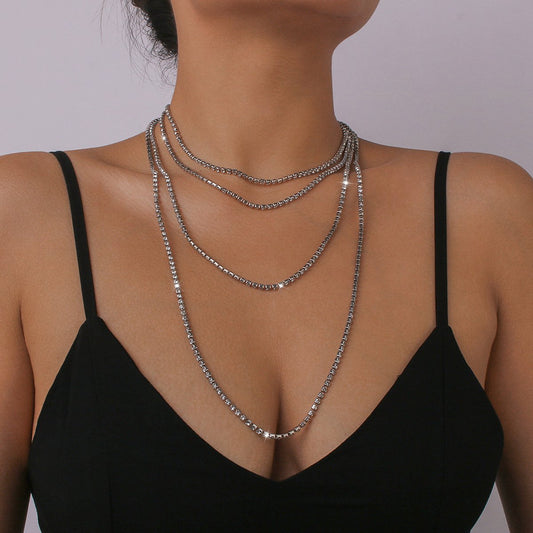 N1236 Sexy Long Claw Chain Rhinestone Light Luxury Geometric Necklace Night Bounce Di Modern Necklace
