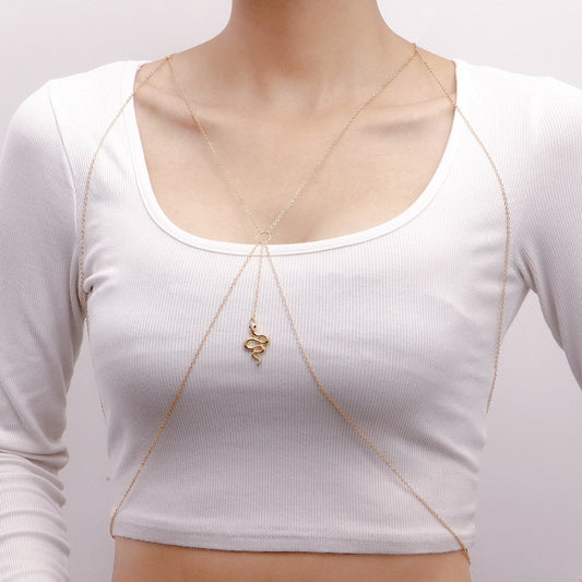 Jewelry ins snake pendant pectoral body chain female summer chest chain bodychain