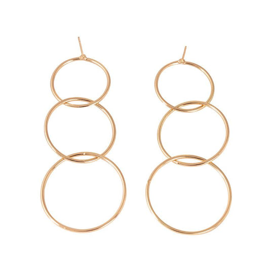Fashion Hoop Earrings Long Interlocking Earrings Geometric Metal Earrings