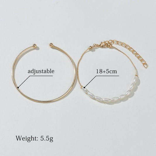 Accessories Retro Simple Pearl Jewelry Female Metal Geometric Chain Bracelet