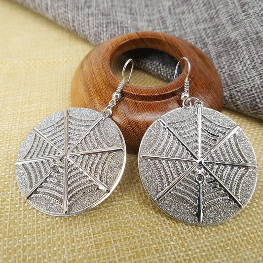 Earrings fashion retro disc spider web frosted earrings vintage earrings
