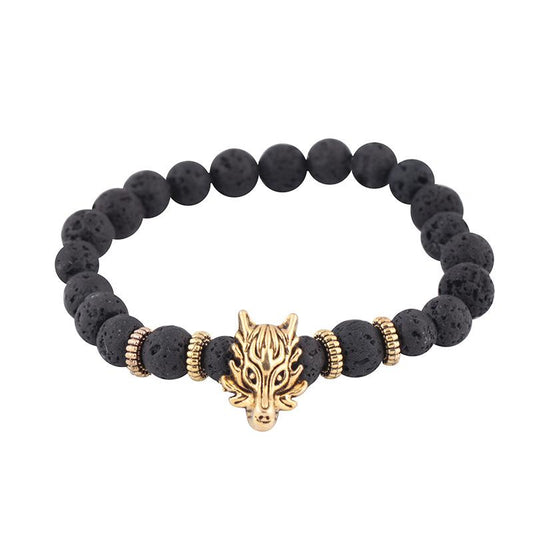 Men's Lava Volcanic Raw Stone Bracelet Owl Bracelet Elastic Punk Leopard Bracelet Bracelet Necklace