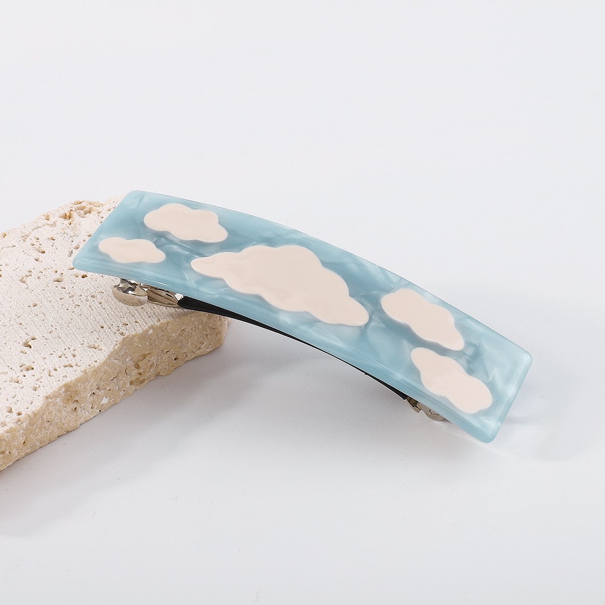 F414 Internet celebrity small clear geometric fashion hair clip blue sky white cloud niche acetate plate spring clip shark clip