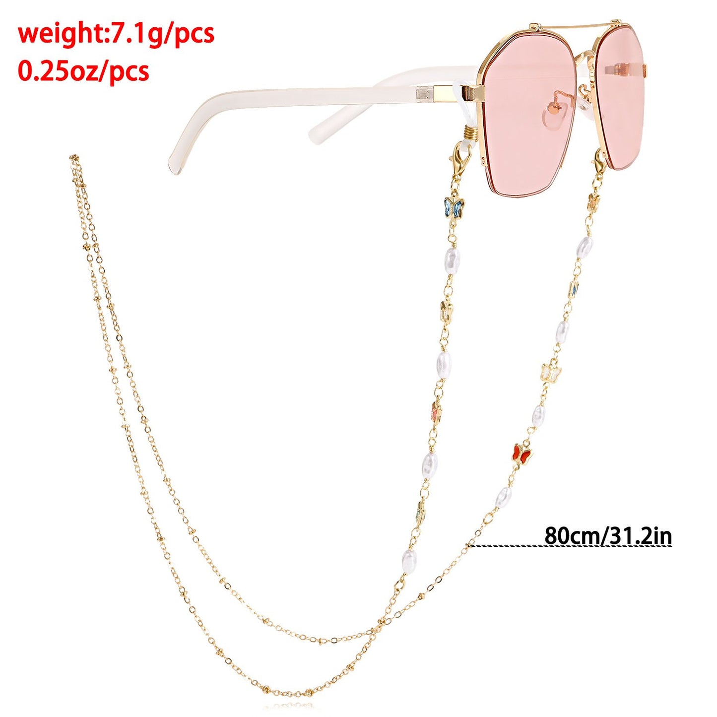 Metal mask anti-lost rope ins mini color butterfly high-end sense glasses chain hanging chain mask hanging rope face chain female