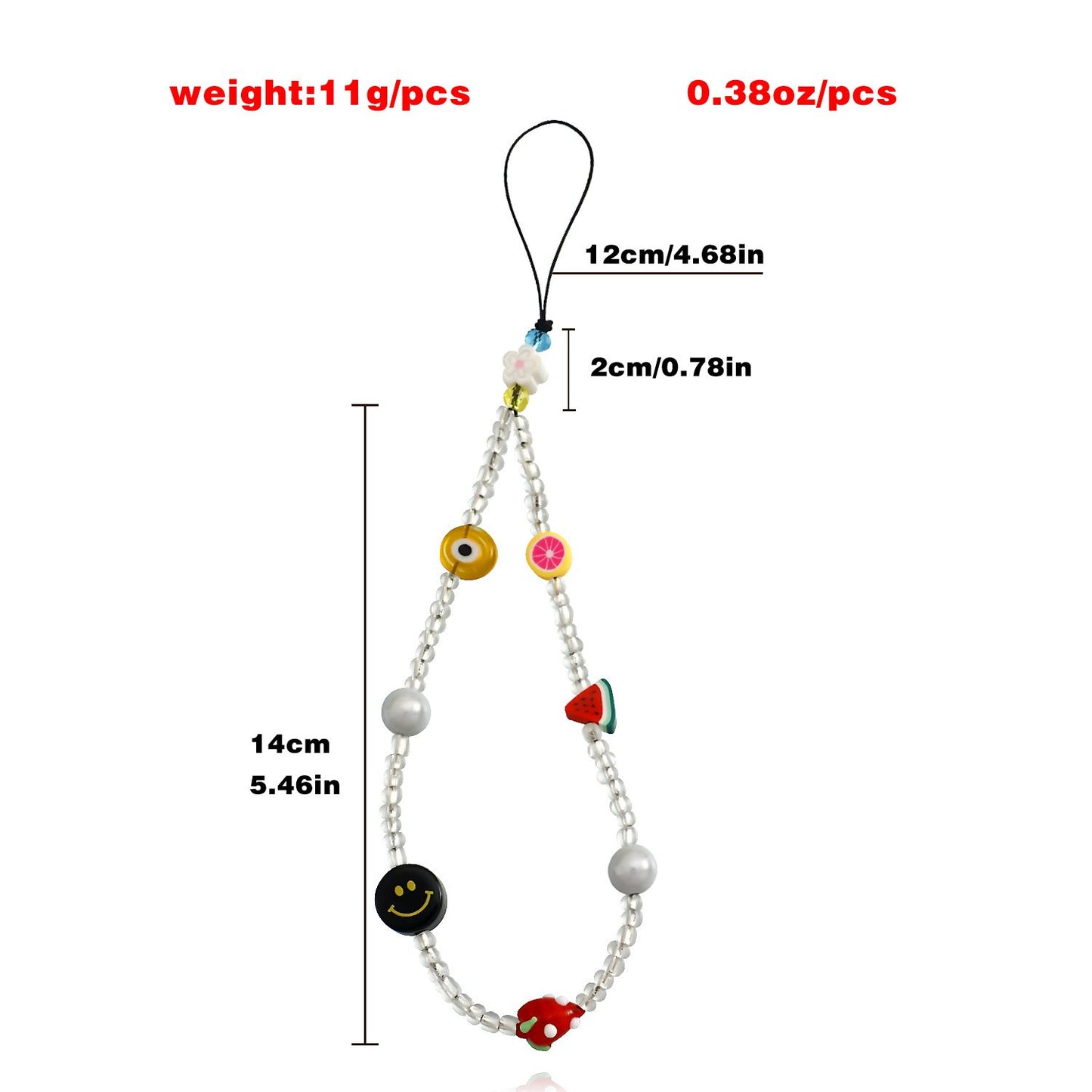 Jewelry Bohemian transparent rice beads multi-element cool mobile phone anti-lost lanyard mobile phone chain female