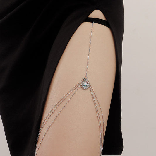 Jewelry Fatima Evil Eye Multi-Layered Ball Chain Leg Jewelry Feminine Elastic Bandage Leg Ring