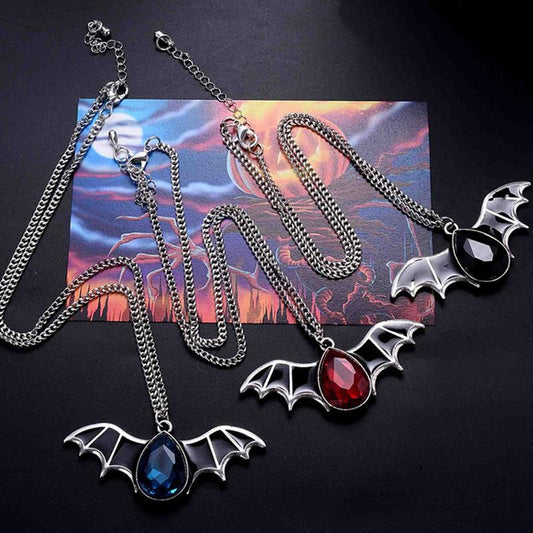 Explosive jewelry Halloween bat necklace female personality punk drip oil couple pendant male sweater chain jewelry