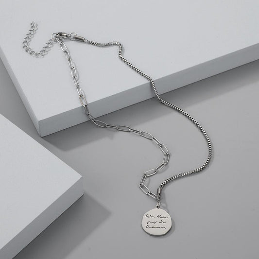 Dongdaemun jewelry personality cold Arabic letter coins stainless steel hipster necklace