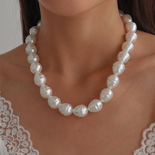 N12 Jewelry Imitation Pearl Temperament French Niche Necklace Geometric Irregular Elegant Necklace