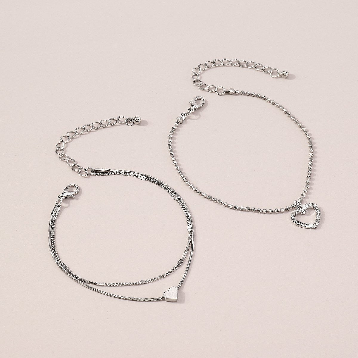 A166 Jewelry Heart Micro-inlaid Multi-layer Fashion Anklet Beach Vacation Simple Small Footwear