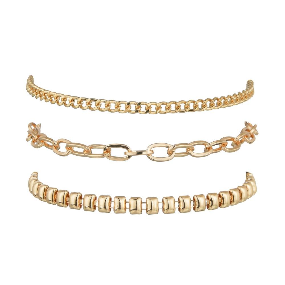 Popular summer beach electroplating KC gold anklet accessories 3 layers anklet for women
