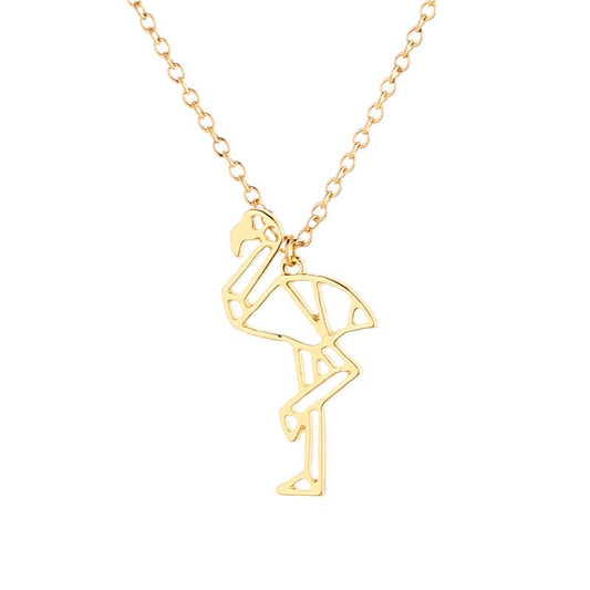 Hollow Flamingo Pendant Necklace Female Personality Animal Red Crowned Crane Clavicle Chain Jewelry