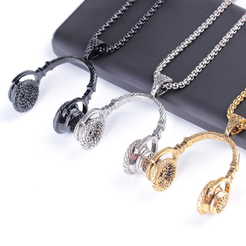 Men's Personality Hip Hop Headphone Pendant Rock Punk Headphone Necklace Jewelry