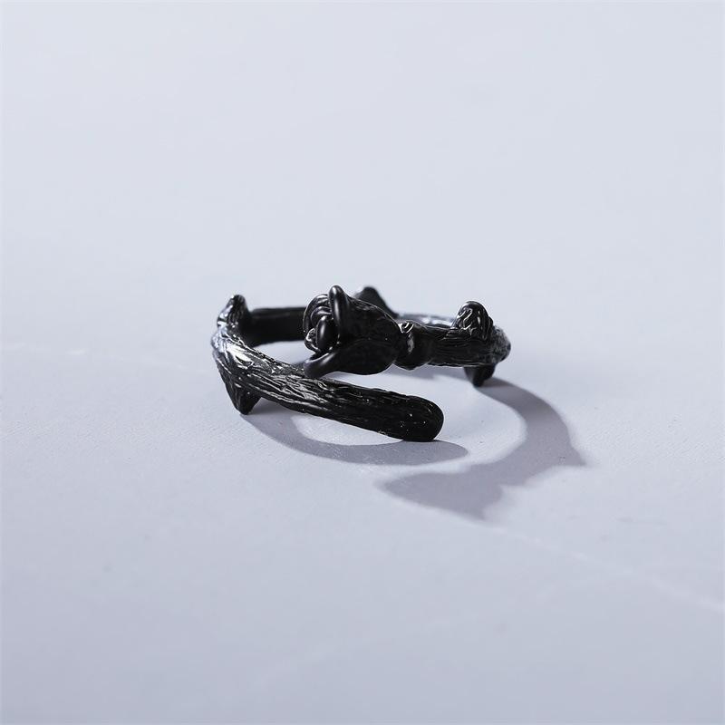 Valentine's Day Jewelry Personality Design Black Rose Ring Simple Temperament Rose Opening Index Finger Ring