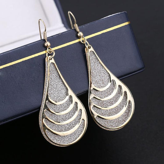 Popular Fashion Exaggerated Water Drop Alloy Frosted Earrings Boutique Earrings Earrings