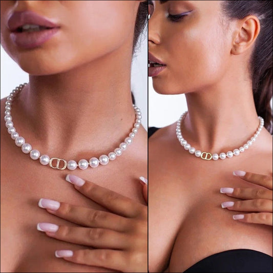 Light luxury niche design sense advanced imitation pearl necklace splicing fashion temperament neck choker collarbone chain female