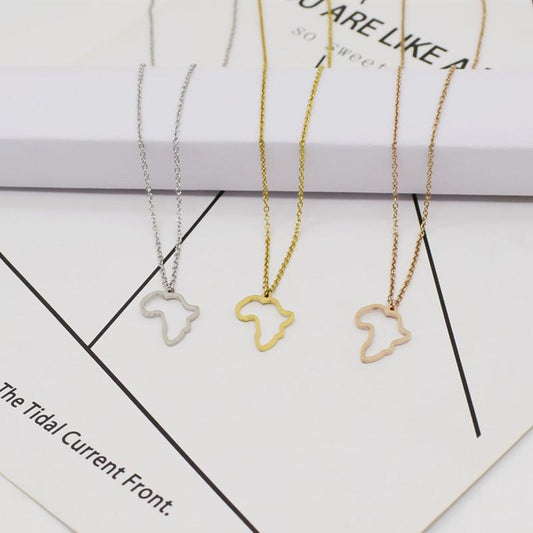 Simple personality stainless steel African map necklace pendant female popular all-match pendant ornaments