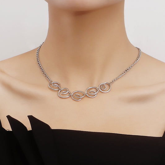 Jewelry Spiral Geometry Niche Design Sense Female Necklace Fashion Commuting Versatile Clavicle Chain Necklace