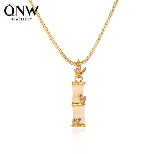 Temperament cat's eye carnation necklace female niche design exquisite bamboo pendant clavicle chain creative stall accessories