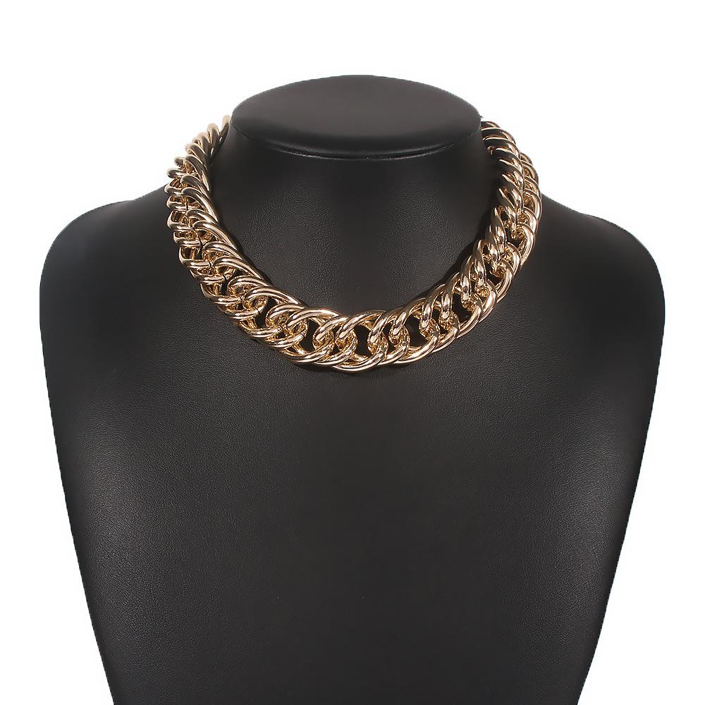 N7893 Exaggerated Trend Jewelry Punk Hip Hop Personality Necklace Trendy Thick Chain Retro Clavicle Chain